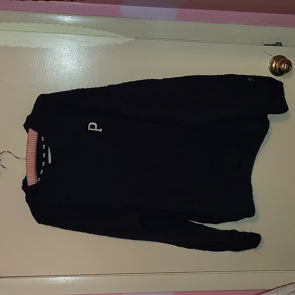 victorias secret pink navy campus sweater size large